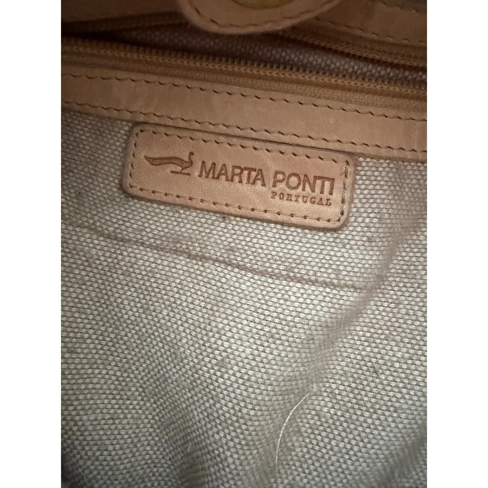 Marta Ponti Portugal Woven Leather Hobo Bag Tan Beige Basketweave Slouchy Tote